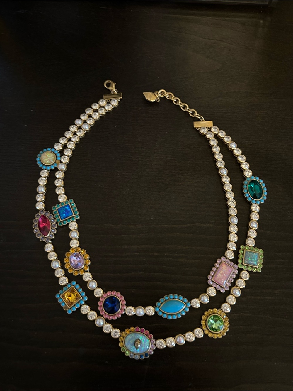 Kurt Geiger Gold-Tone Multi Gemstone Crystal Necklace - Picture 2 of 5